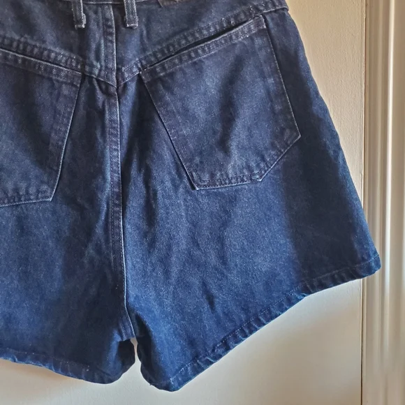 VTG BONGO Dark Denim shorts Size 13 Jrs Button Fly High Waist Sailor Western - Picture 7 of 13